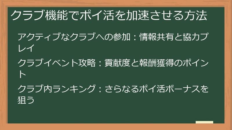 クラブ機能でポイ活を加速させる方法