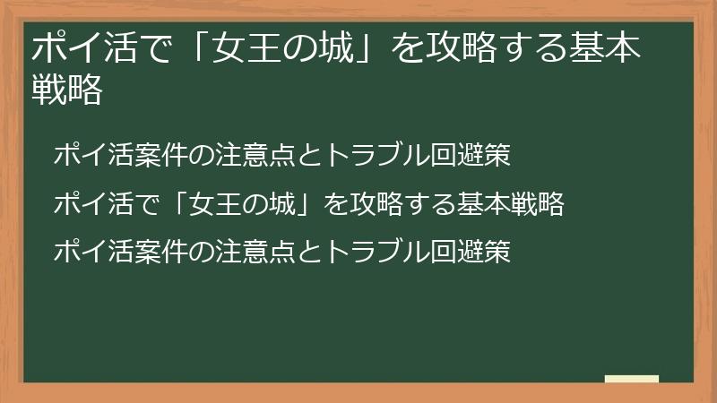 ポイ活で「女王の城」を攻略する基本戦略
