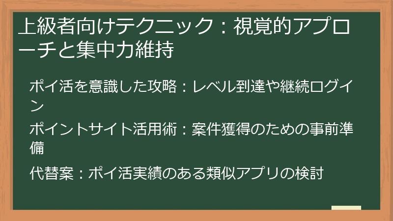 上級者向けテクニック：視覚的アプローチと集中力維持