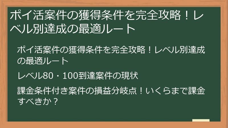 ポイ活案件の獲得条件を完全攻略!レベル別達成の最適ルート