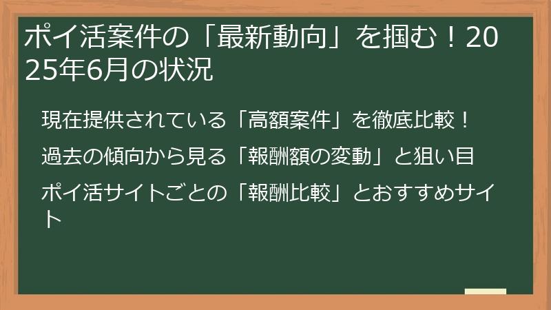 ポイ活案件の「最新動向」を掴む！2025年6月の状況