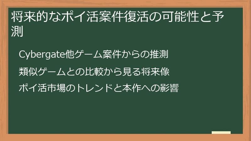将来的なポイ活案件復活の可能性と予測