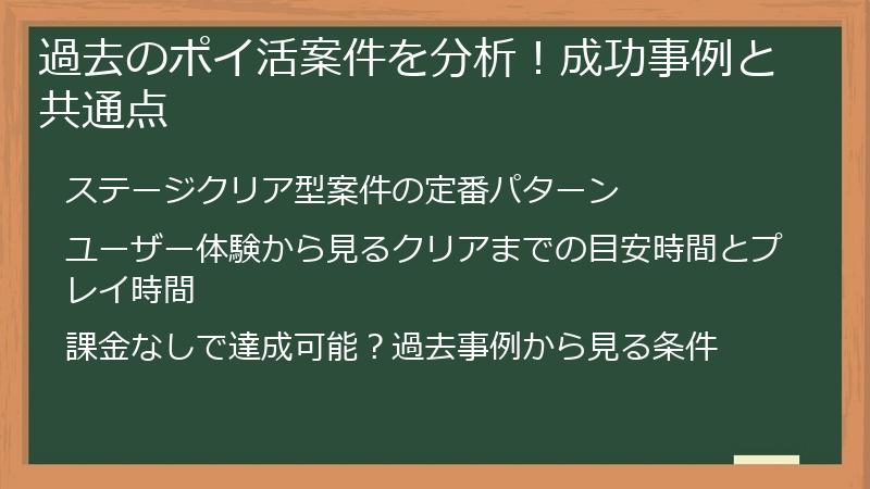 過去のポイ活案件を分析！成功事例と共通点