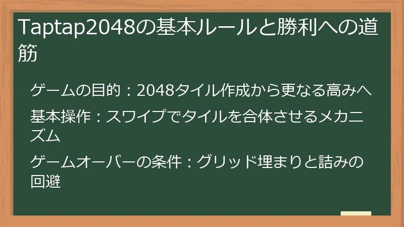 Taptap2048の基本ルールと勝利への道筋