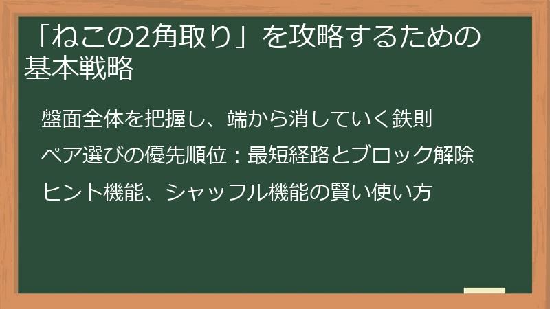 「ねこの2角取り」を攻略するための基本戦略