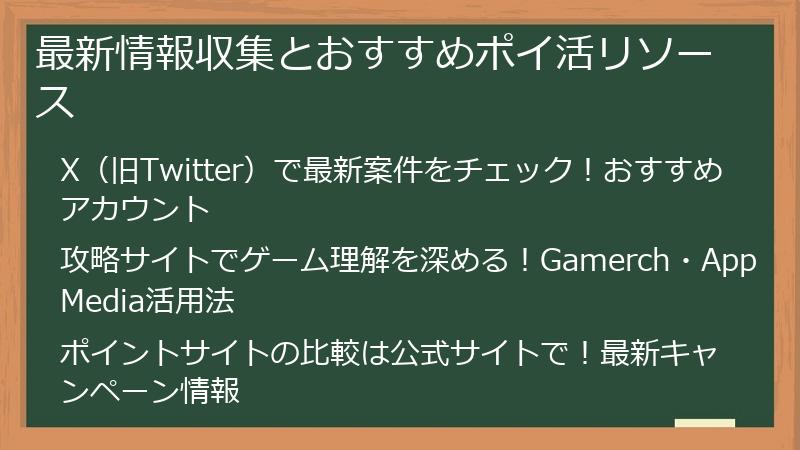 最新情報収集とおすすめポイ活リソース