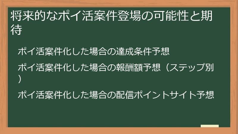 将来的なポイ活案件登場の可能性と期待