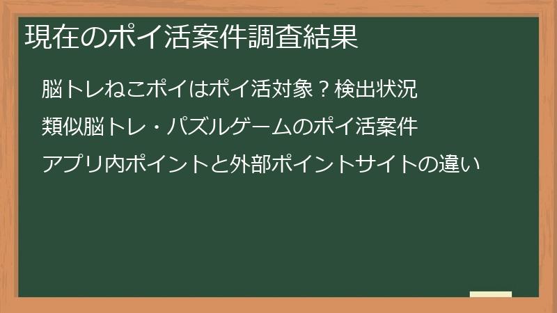 現在のポイ活案件調査結果