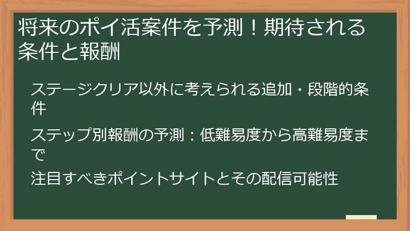 将来のポイ活案件を予測！期待される条件と報酬