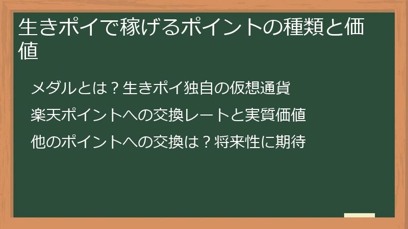 生きポイで稼げるポイントの種類と価値