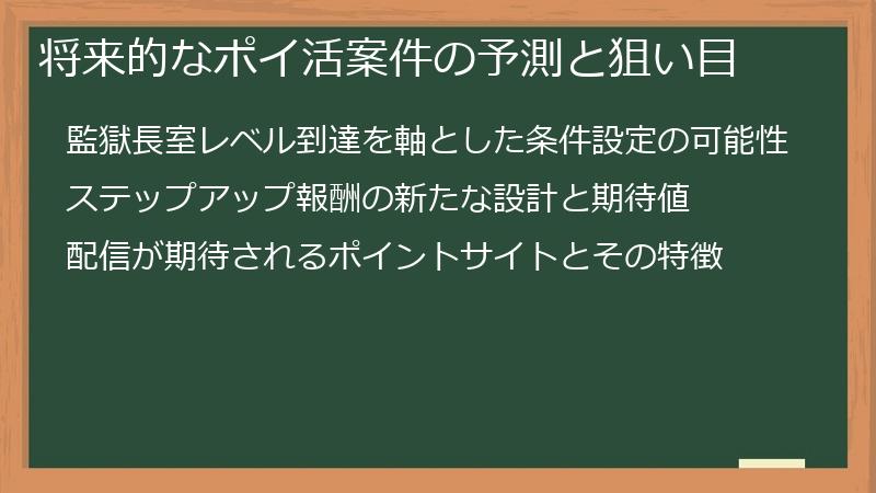 将来的なポイ活案件の予測と狙い目
