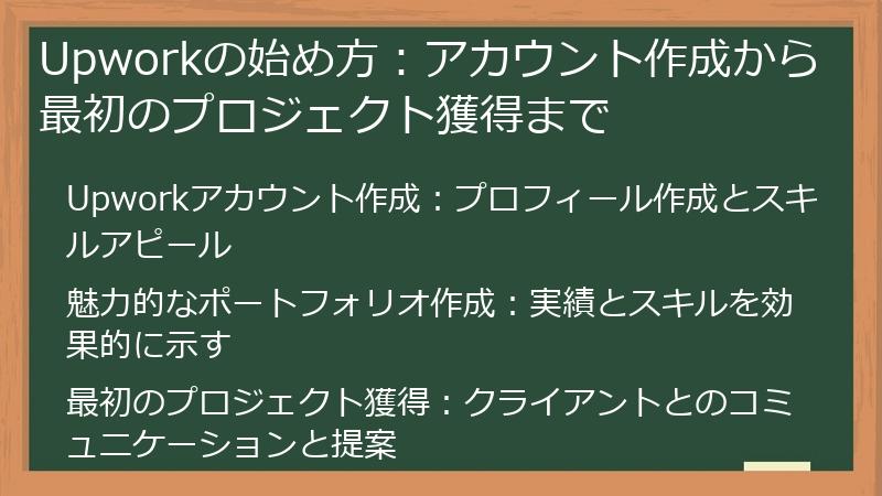 Upworkの始め方:アカウント作成から最初のプロジェクト獲得まで