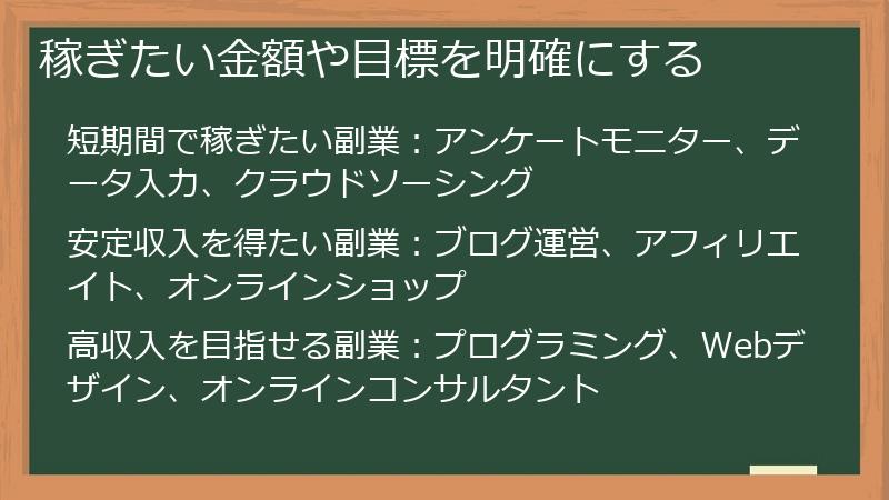 稼ぎたい金額や目標を明確にする