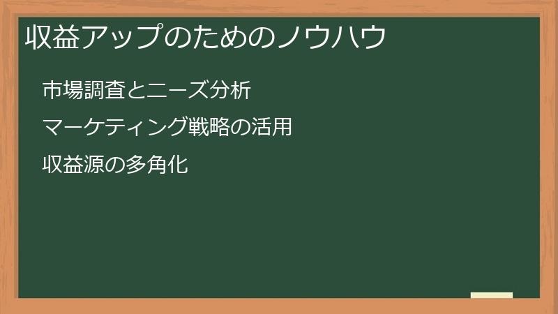 収益アップのためのノウハウ