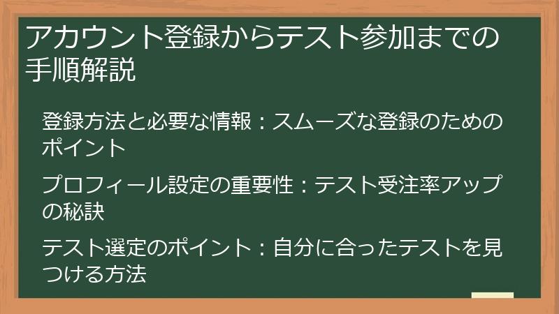 アカウント登録からテスト参加までの手順解説