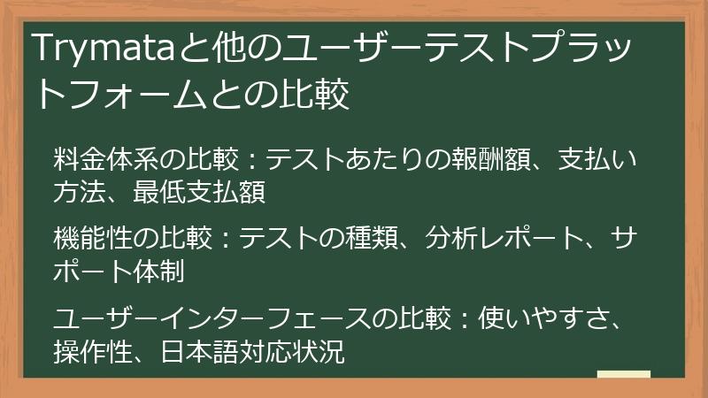 Trymataと他のユーザーテストプラットフォームとの比較