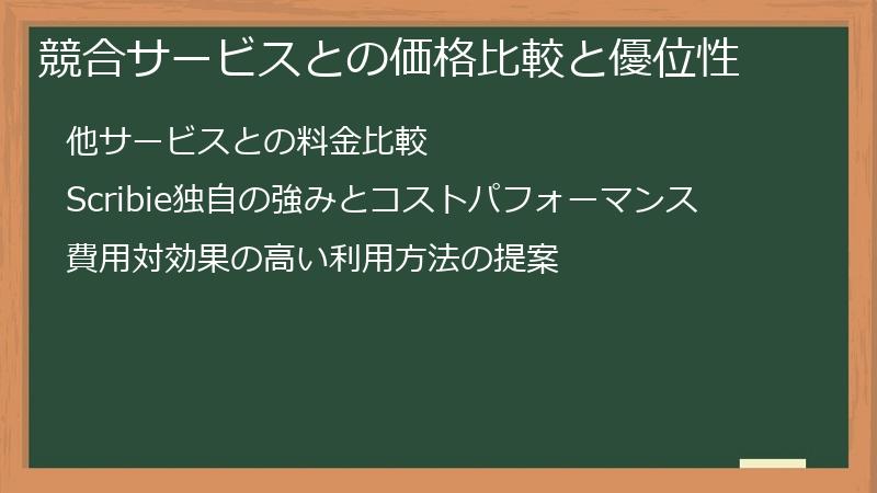 競合サービスとの価格比較と優位性
