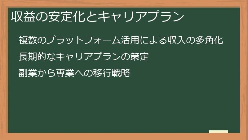 収益の安定化とキャリアプラン