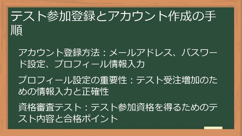 テスト参加登録とアカウント作成の手順