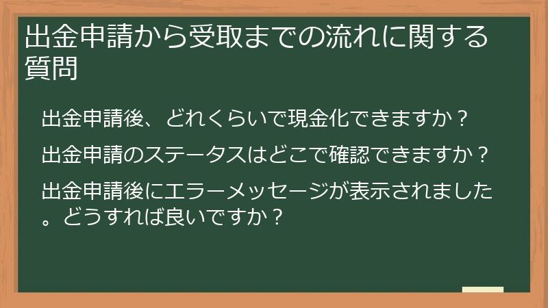 出金申請から受取までの流れに関する質問