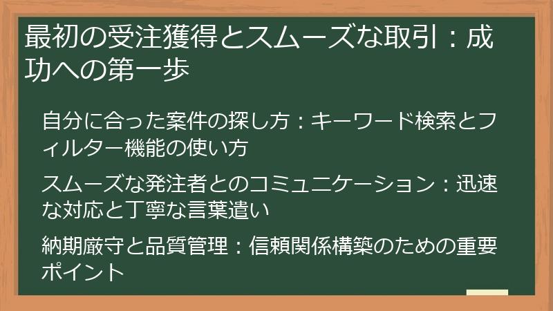 最初の受注獲得とスムーズな取引:成功への第一歩