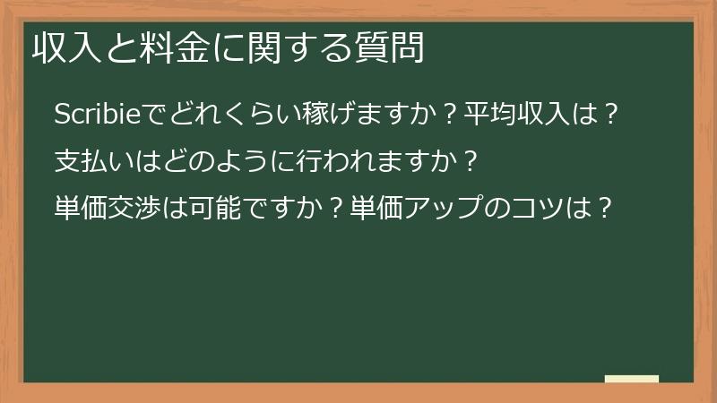収入と料金に関する質問