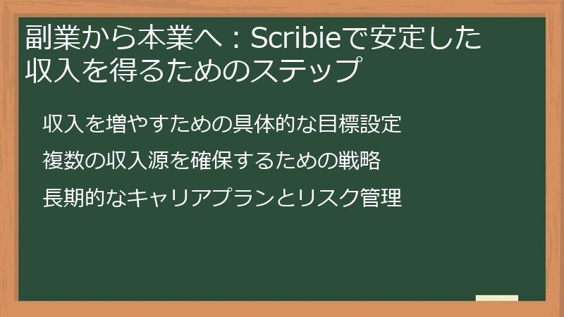副業から本業へ：Scribieで安定した収入を得るためのステップ