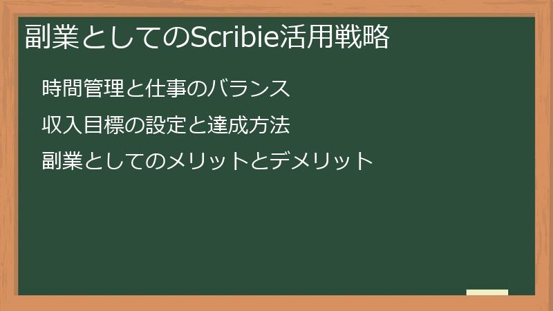 副業としてのScribie活用戦略