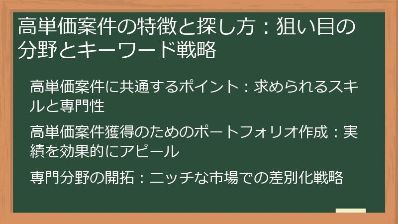 高単価案件の特徴と探し方:狙い目の分野とキーワード戦略
