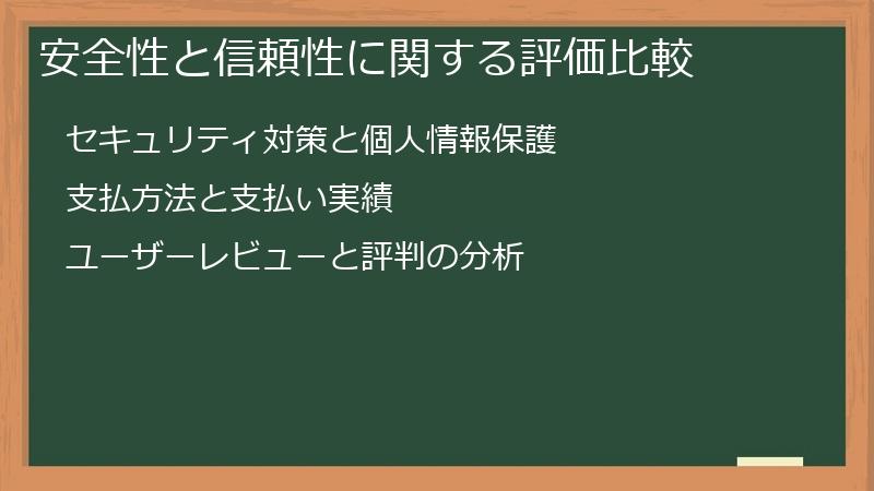 安全性と信頼性に関する評価比較