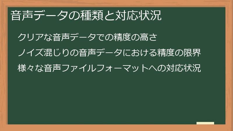 音声データの種類と対応状況