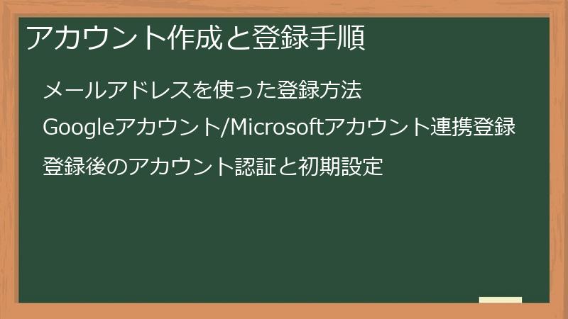 アカウント作成と登録手順