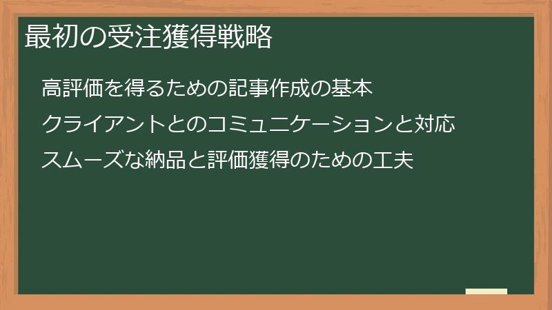 最初の受注獲得戦略