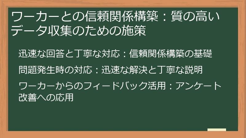 ワーカーとの信頼関係構築:質の高いデータ収集のための施策