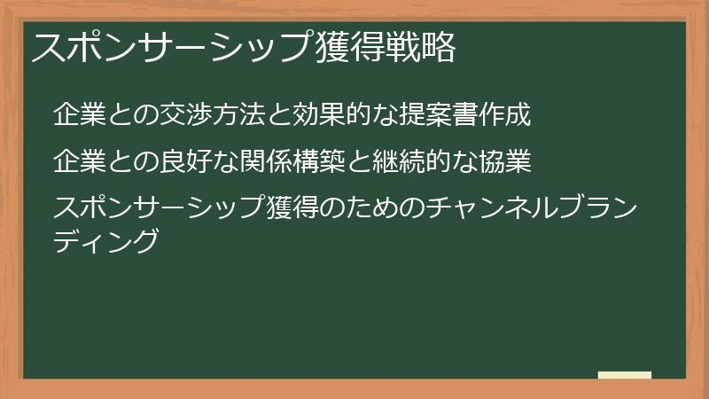 スポンサーシップ獲得戦略