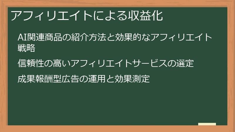 アフィリエイトによる収益化