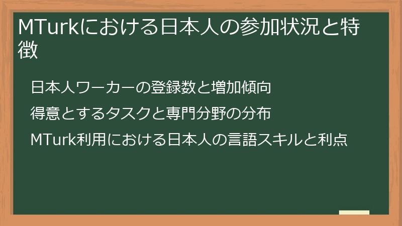 MTurkにおける日本人の参加状況と特徴
