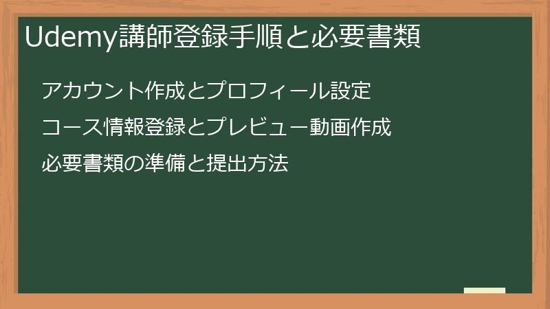 Udemy講師登録手順と必要書類
