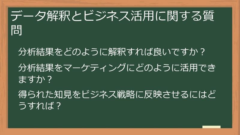 データ解釈とビジネス活用に関する質問