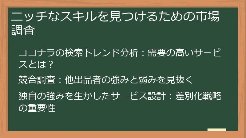 ニッチなスキルを見つけるための市場調査