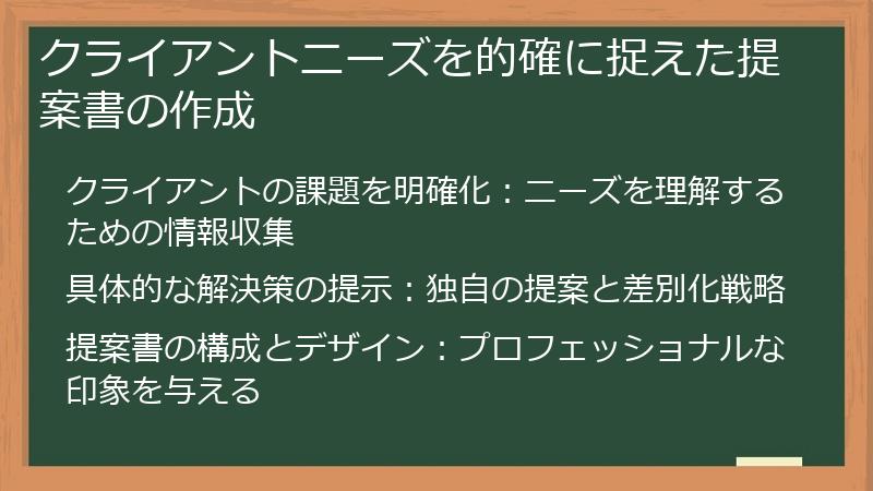 クライアントニーズを的確に捉えた提案書の作成