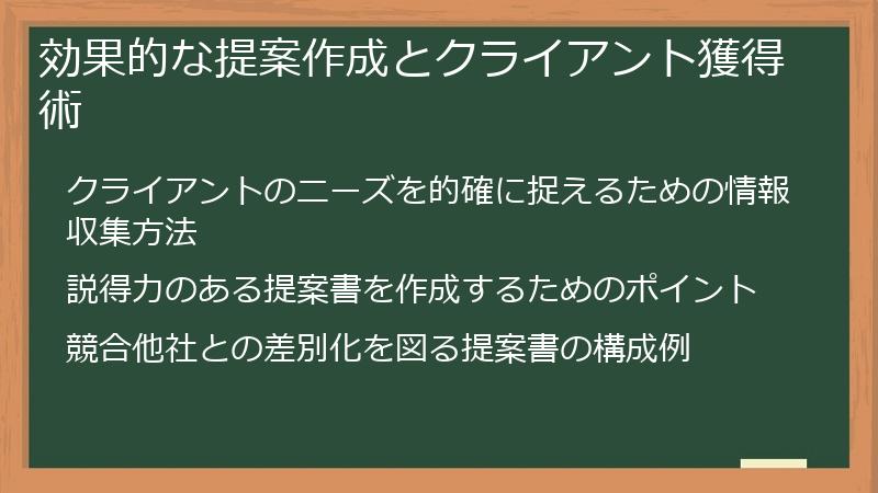 効果的な提案作成とクライアント獲得術
