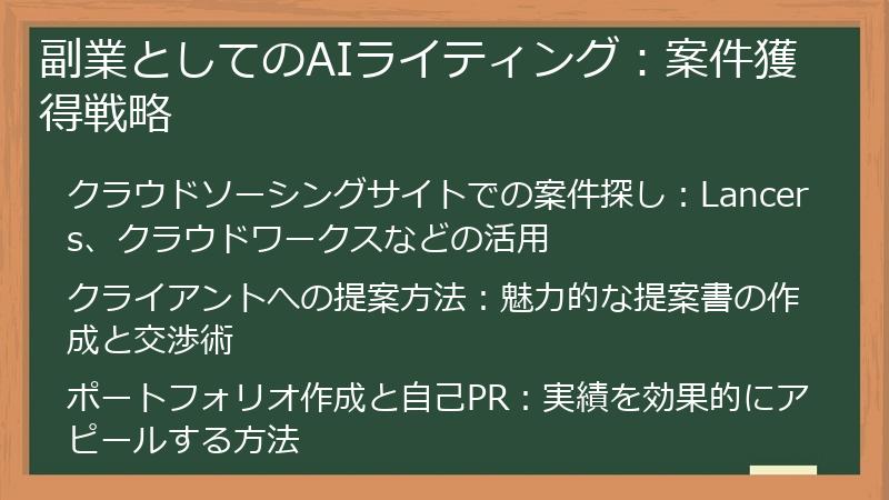 副業としてのAIライティング：案件獲得戦略