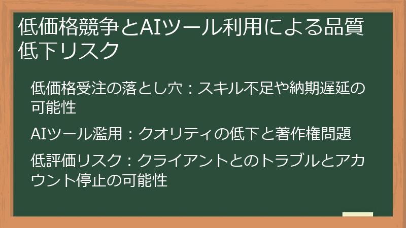低価格競争とAIツール利用による品質低下リスク