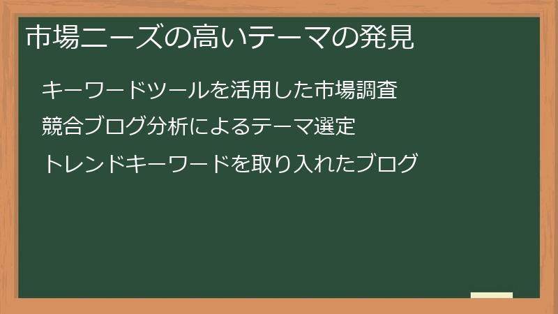 市場ニーズの高いテーマの発見