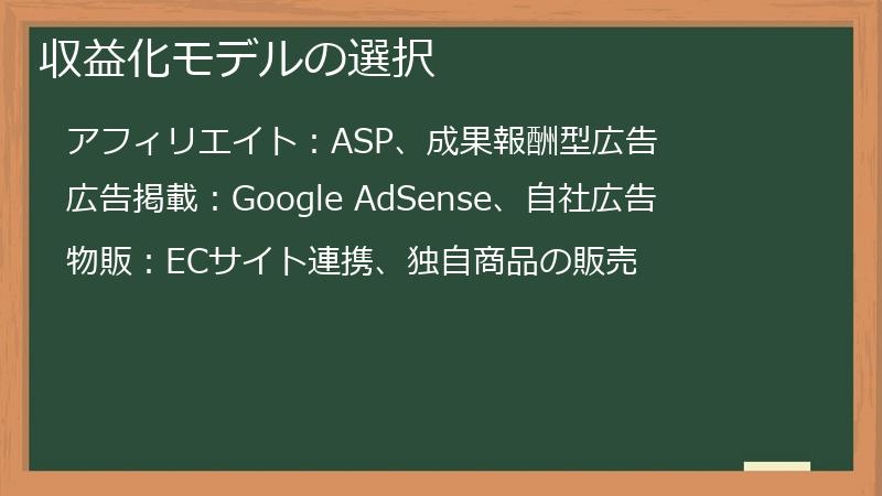 収益化モデルの選択