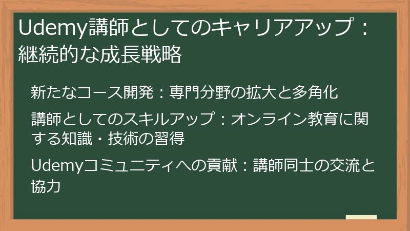 Udemy講師としてのキャリアアップ:継続的な成長戦略
