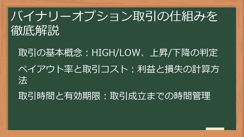 バイナリーオプション取引の仕組みを徹底解説