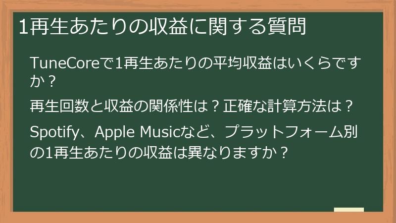 1再生あたりの収益に関する質問