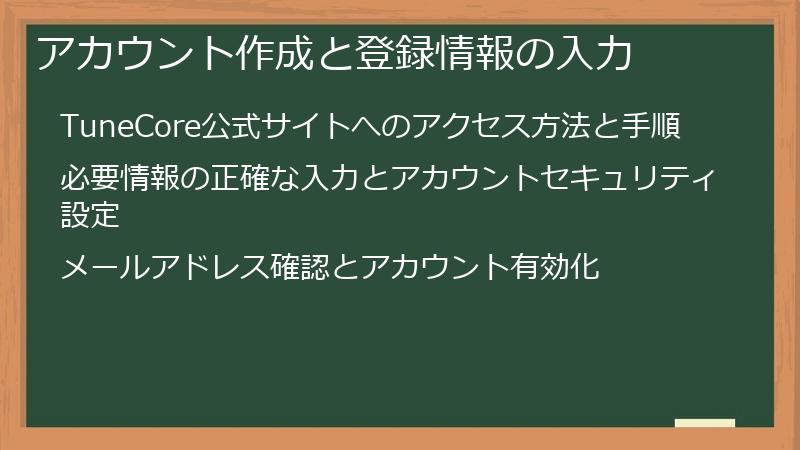 アカウント作成と登録情報の入力